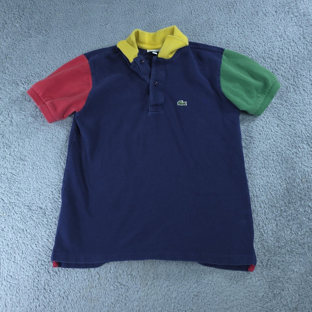 Lacoste Polo Shirt Youth Size 12 Multicolor Colorblock Short Sleeve Cotton